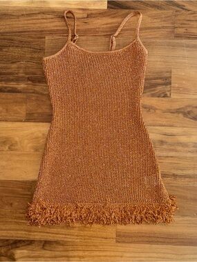 Whitefox Boutique Orange Glittery Fringe Dress